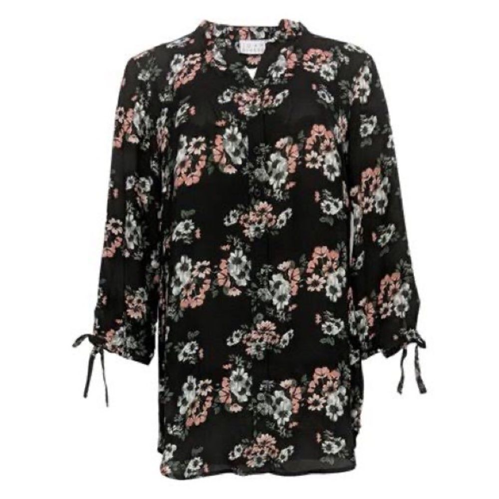 Joan Rivers Floral Print Tunic Top with Bow Sleeves - Picture 3 of 6